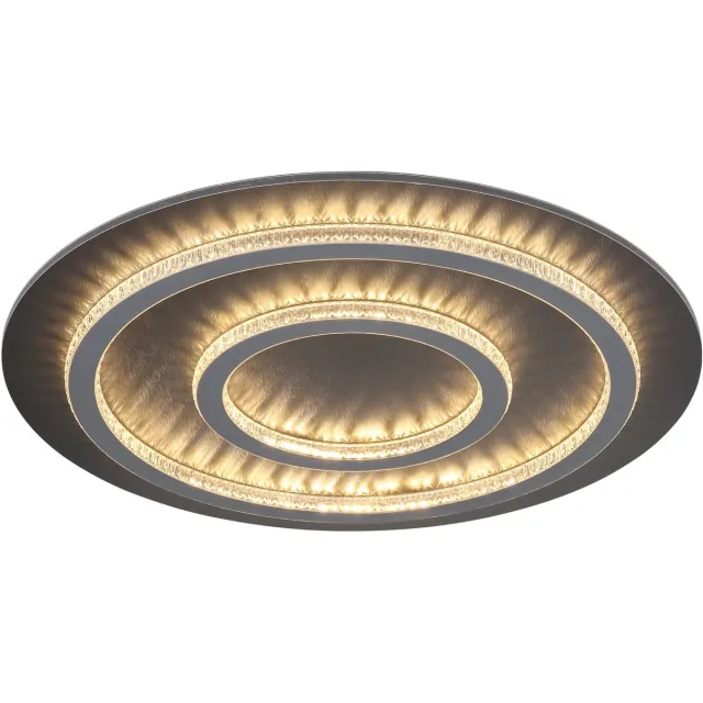 Globo LED plafondlamp dimbaar met afstandsbediening kristallen antraciet woonkamerlamp, kleurverandering, 60W 2100lm warm wit-koud wit, D 60 x 5,5 cm