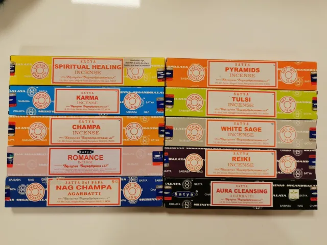 Satya wierook Pakket van 16 soorten(16pakjesx15gram= +-240stokjes) diverse kleuren