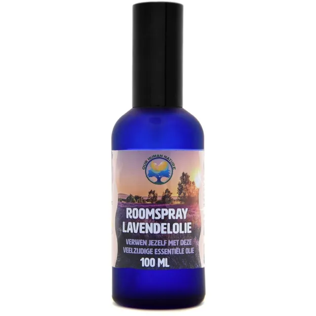 Human Nature Lavendel Roomspray 100 ml – Grote Spray met Puur Lavendel Olie | Luchtverfrisser & Textielspray voor Slaapkamer, Woonkamer & Auto | Ontspanning & Insectwering