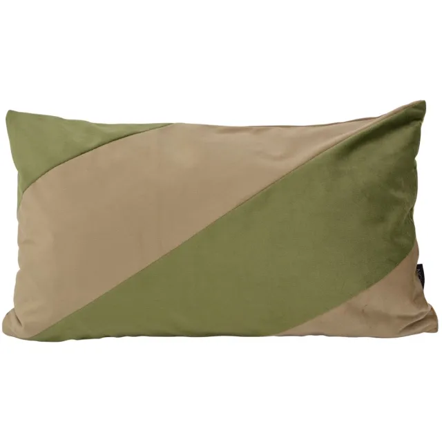 NOVÉE Velvet Swirl Olijfgroen / Taupe Kussenhoes | 30 x 50 cm | Polyester