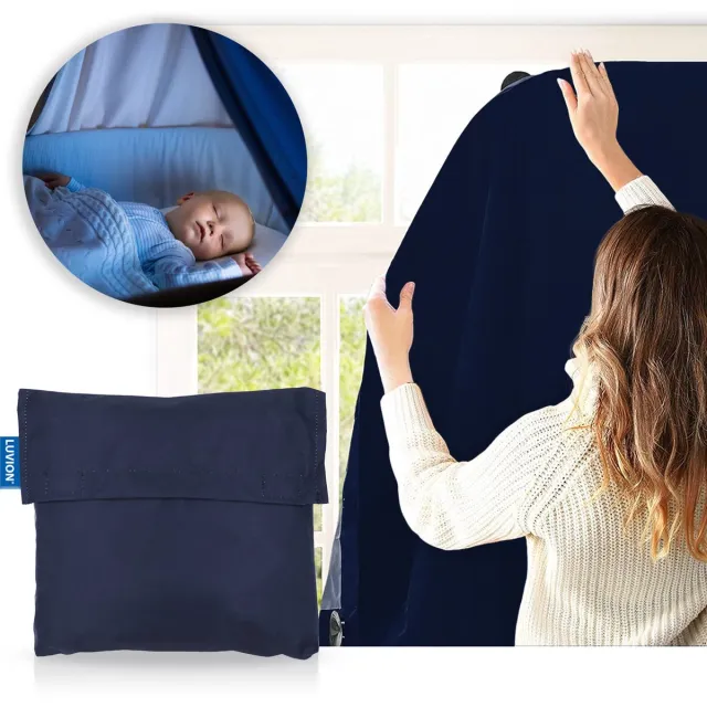 Luvion Portable Blackout Curtain - Navy - Verduisteringsgordijn met zuignappen - Gordijn geschikt voor alle ramen tot maximaal 130x200cm Blauw