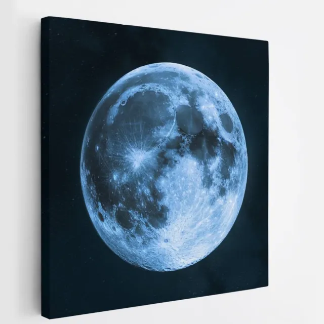Saammp Canvas Schilderij - Volle Maan - Landschap - Natuur - 60x60 - Foto op canvas - Wanddecoratie - Muurdecoratie Woonkamer - Slaapkamer decoratie - Canvas Print Multicolor