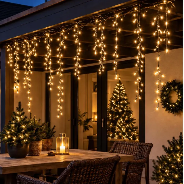 Anna's Collection Cascade clusterverlichting - 2x - 432 led lampjes - warm wit - 750 cm