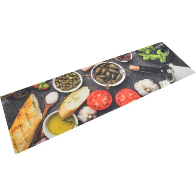 vidaXL Keukenmat wasbaar wijn- en dinerprint 45x150 cm fluweel meerkleurig