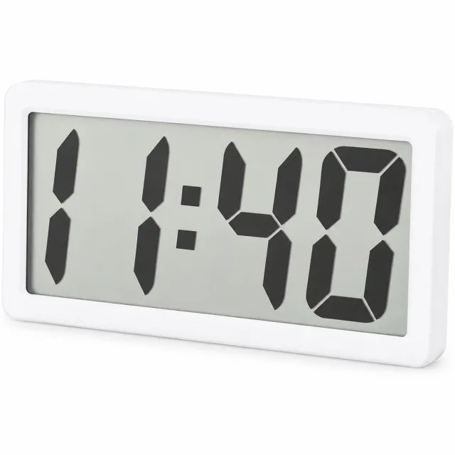 SWGOTA Witte digitale LCD-klok met magnetische bevestiging - 11 mm dik - op batterijen