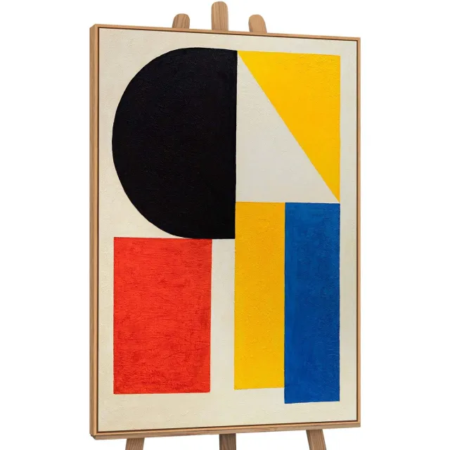 YS Schilderij "Contrasten" - Handgeschilderd canvas schilderij - Wanddecoratie Moderne kunst - Neutraal - Reli?f - Muurdecoratie woonkamer - Slaapkamer decoratie - Kamer accessoires - Schilderijen op canvasmetlijst Wood 140x100