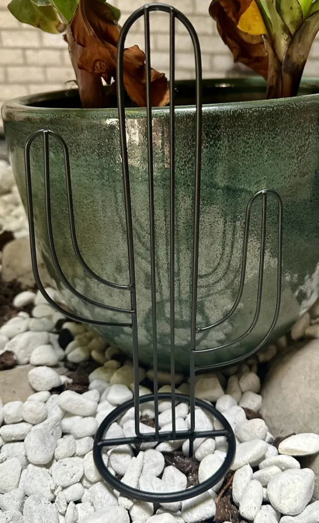 Impuls Metalen deco (tuin) steker " cactus " - zwart - hoogte 30 x 14 x 1 cm - Tuinaccessoires - Tuindecoratie - Tuinstekers Zwart - cactus