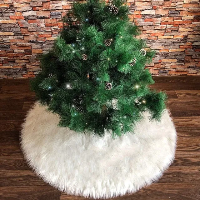 KZQ Kerstboomkleed - 78 cm - Rond - Wit Pluche - Kerstboomrok - Kerstboomtapijt - Voor Onder De Kerstboom - Kerstversiering Wit-1