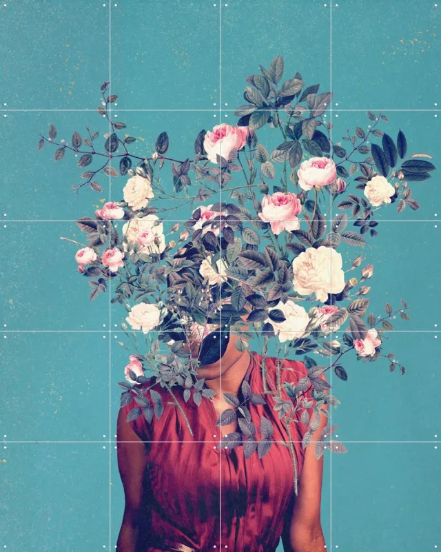 IXXI The First Noon I dreamt of You, Frank Moth - 80 x 100 cm - Grote wanddecoratie en posters - Kleurrijk, Collage, Digitale Kunst, Klassiek Roze