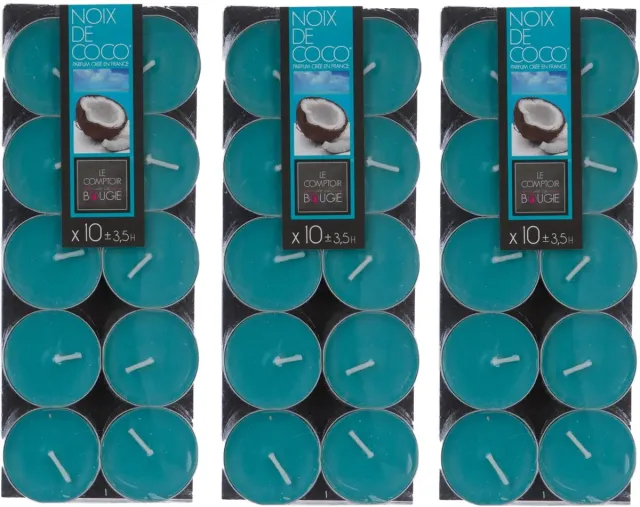 Atmosphera Geurtheelichtjes - 30x stuks - Coconut geur - was/paraffine - 3,5 branduur Blauw