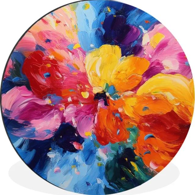 WallCircle Wandcirkel - Muurcirkel - Golvend - Energie - warm - Aluminium - Dibond - 140x140 cm - Binnen en Buiten Verf - Golvend