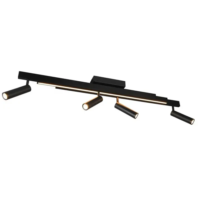 Trio ZENO - Plafondlamp - Zwart mat - incl. 4x SMD 5,5 W - Licht apart schakelbaar - Afstandsbediening - Geintegreerde dimmer - Traploos instelbare lichtkleur - Plafondbevestiging - Niet geschikt voor externe dimmer - Geheugenfunctie - Uitschuifbaar