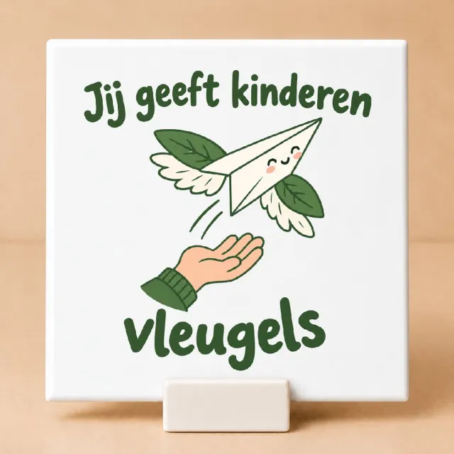Bedruk King Schattige Dag van de Leraar Bedanktegel – Kawaii Motivatie Tegel voor Onderwijs en Leerkrachten - 15 x 15 cm met houder Wit