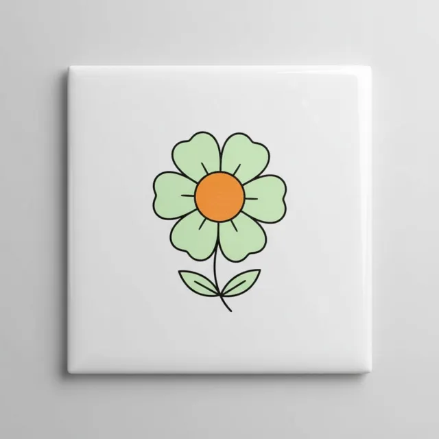 Nevolis Minimalistische Bloem Illustratie Keramische Tegel – 15×15 cm Schattige Bloemen Muurdecoratie Woondecoratie Multi Color