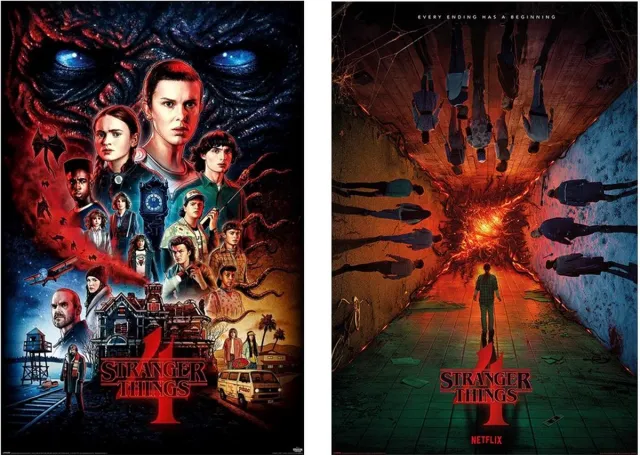 Posterpoint Stranger Things poster - set van 2 posters - Netflix - seizoen 4 - Mike - Eleven - Dustin - 61 x 91.5cm. Multicolor