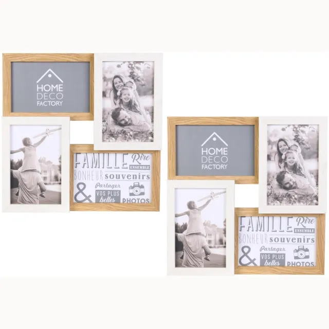 HOME DECO FACTORY Collage fotolijst - voor 8x fotos - 10 x 15 cm - MDF - 28 x 28 cm Beige