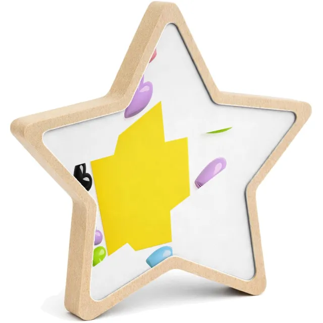 Mr Cadeautjes MDF fotolijst ster 14 x 13,5 - design Een speelse centrale kleurkaart met rondom vrolijke glanzend | cadeau Wit
