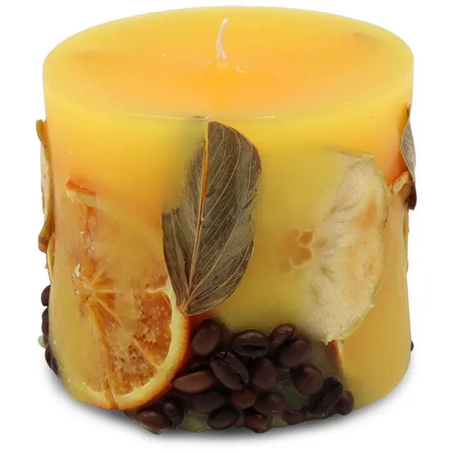 Rawa Geschenken Potpourri geurkaars citroen met een zachte noot van sinasappel en koffie - 10x9 cm handgemaakte geurkaars geel