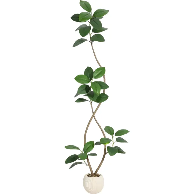 Happiq Kunstmatige Rubberboom - Voor Home & Binnen - Faux Fiddle Leaf Vijgenboom, Tropische Grote Vloerplant - Real Touch - Groen-210cm