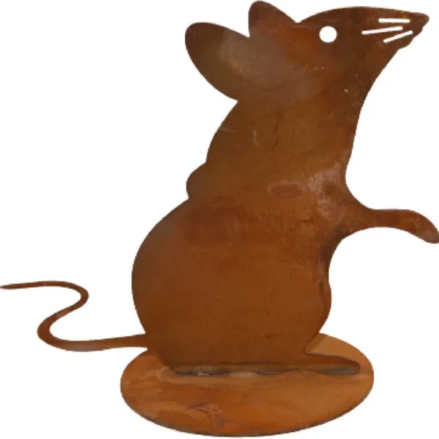 Rostikal Decoratie - Tuin - Muis - Roest figuur - Metaal - 13.5 cm hoog Roest Bruin