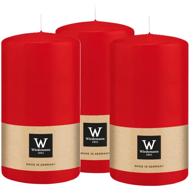 Wiedemann Cilinderkaars/stompkaars - 3x - rood - 13 x 7 cm - 52 branduren - zuilkaarsen