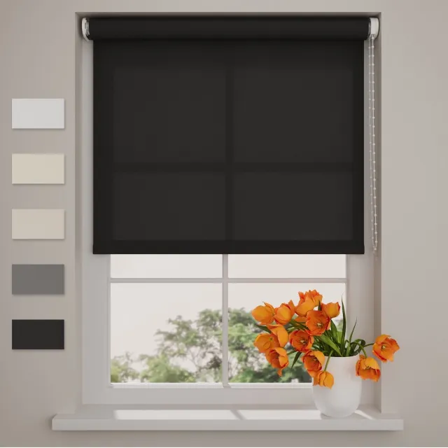 DTCH Rolgordijn Easy Lichtdoorlatend - Black - 90 x 275 cm Zwart