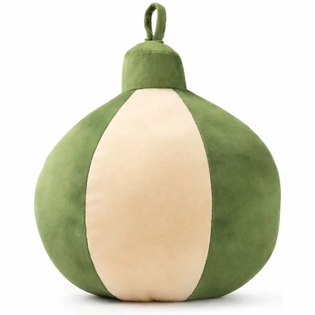 Textino JINGLE-BELLS - sierkussen 26x30 cm - kerstbal - Bronze Green - groen, beige