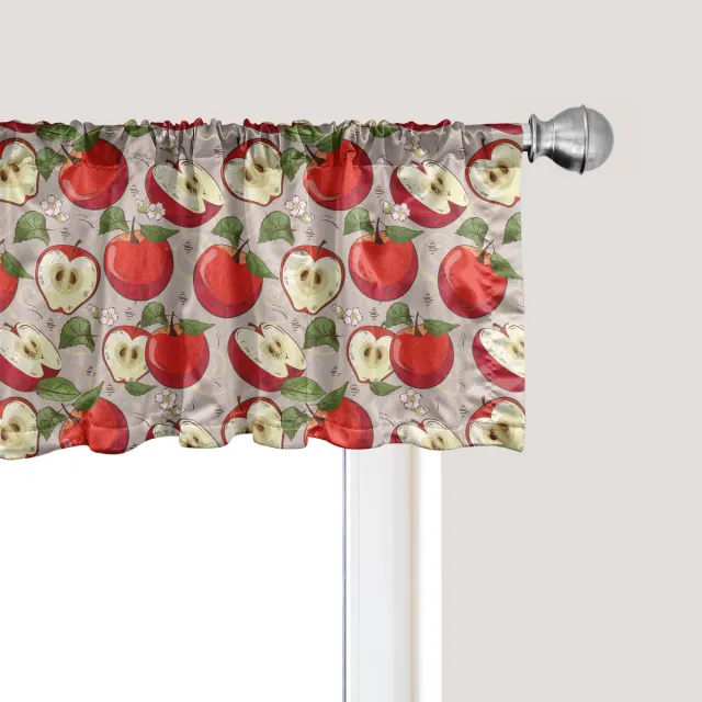 ABAKUHAUS Fruit Raamvalletje, Gordijnvalletje voor Keuken en Slaapkamer Decoratie met Tunnelzoom, 137 cm x 45 cm, Groen Vermiljoen Groen stof vermiljoen