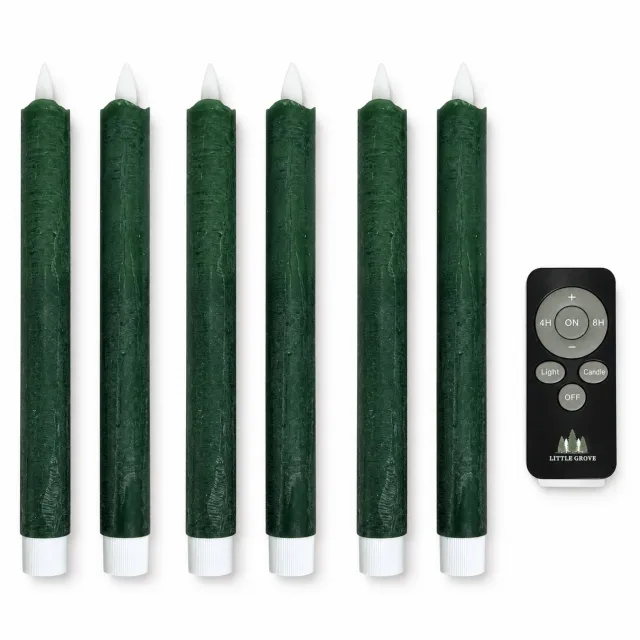 Little Grove set van 6 LED-dinerkaarsen van echte wax - 22,5 cm - Forest