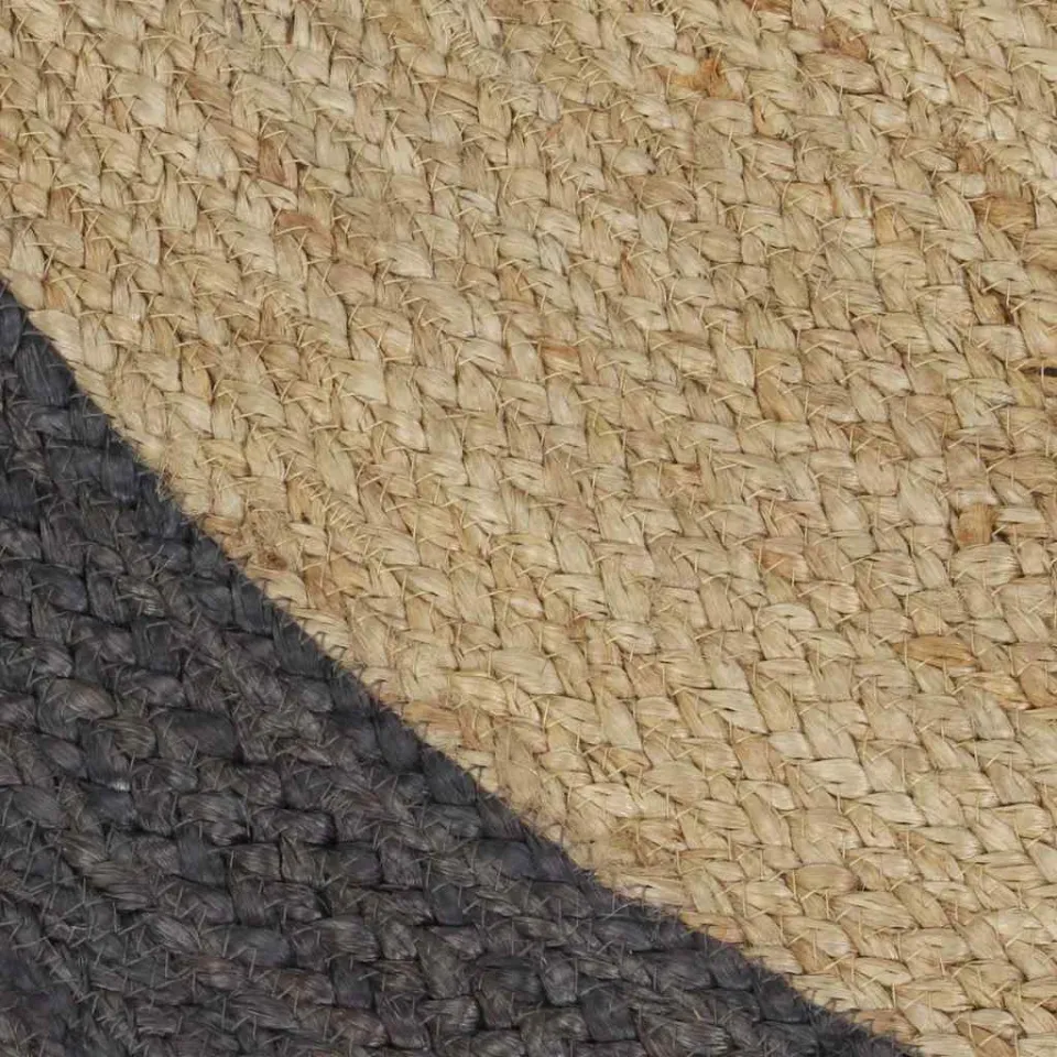 vidaXL Vloerkleed handgemaakt met donkergrijze rand 90 cm jute grijs, foto 4