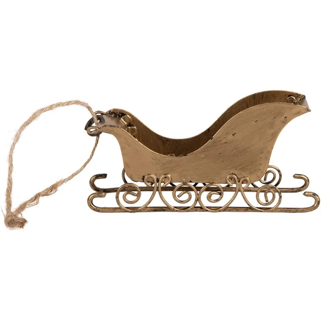 Clayre & Eef Kersthanger Slee 19x4x5 cm Goudkleurig Metaal