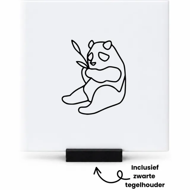 Hacebo Panda tegeltje met tegelhouder - Panda - Panda liefhebber - tegeltjes met tekst - Pandabeer - Reuzenpanda - Leuk kado voor iemand die van dieren houd - spreuktegels - 10.8x10.8 CM Wit