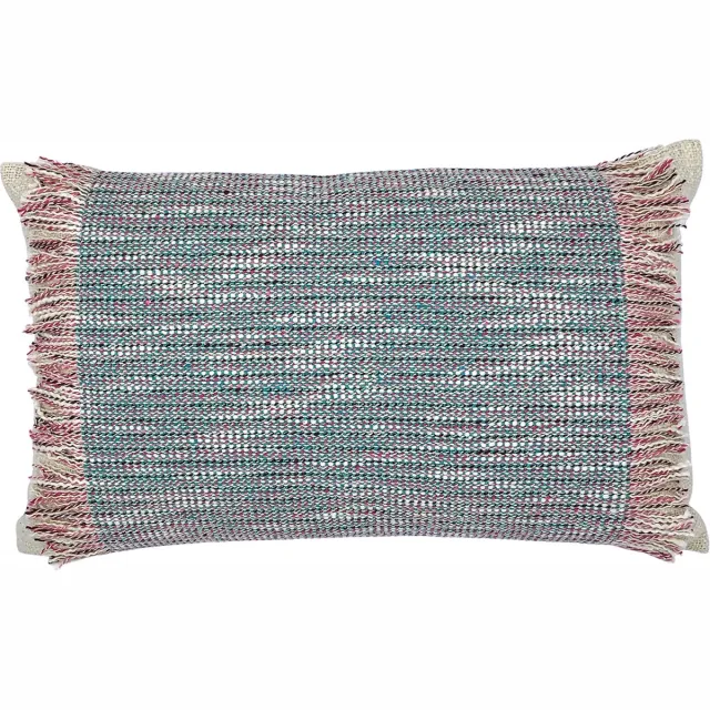 Lavandoux Sierkussen - Geweven Kussen met Franje - Multi - 30 x 50 cm Blauw