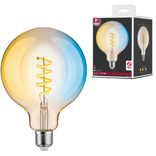 Paulmann Filament 230 V Smart Home Zigbee 3.0 LED Globe G125 E27 600lm 7,5W Tunable White dimbaar Goud