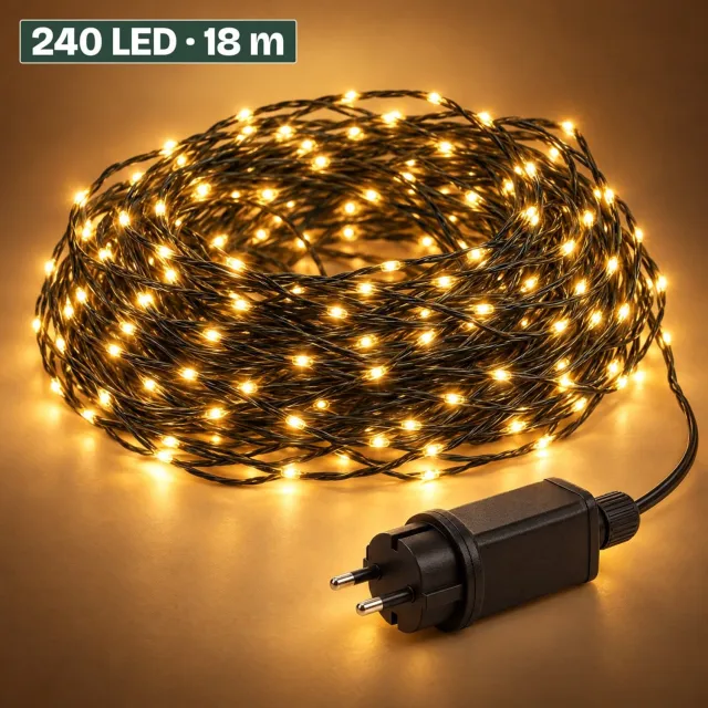 Levano Kerstverlichting Buiten - 240 LED 18 m - Extra Warm Wit - Kerstlampjes - Tuinverlichting - Lichtsnoer voor Binnen en Buiten - Buitenverlichting - LED Verlichting - Kerstboomverlichting - Lichtslinger - Sfeerverlichting - Snoerverlichting