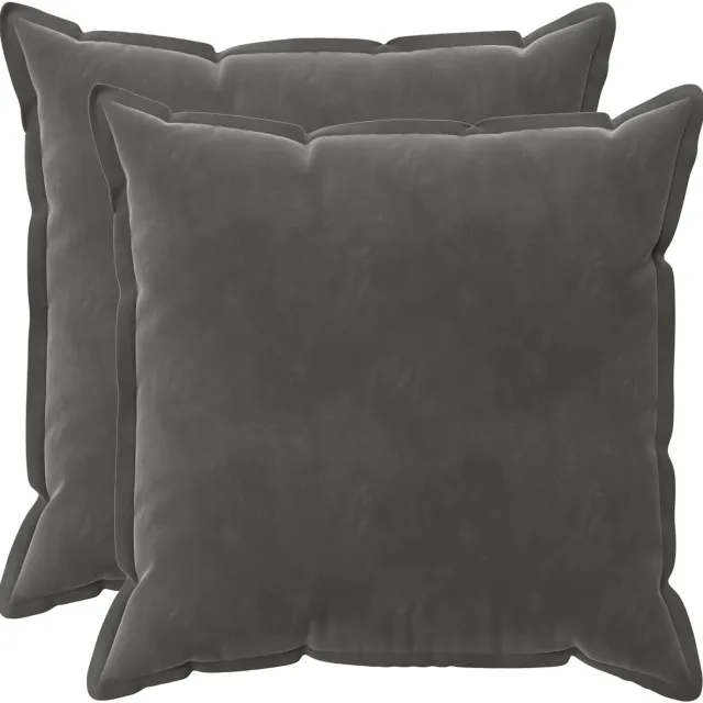 vidaXL Dekenkussen - 2 - st - HOUTEN - Donkergrijs - 60 - x - 60 - cm - fluweel