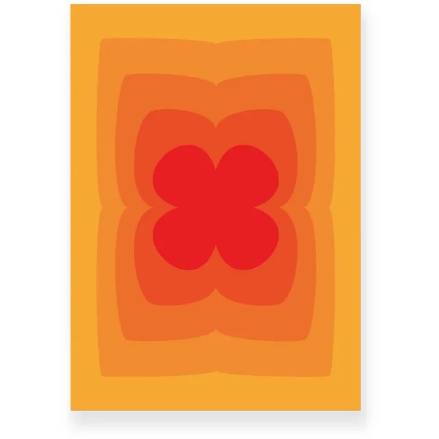 Yisual Poster 20x30 cm - Abstracte Kleurovergang - Klavertje Vier - Geel - Oranje - Vintage - Op-Art - Muurdecoratie - Wanddecoratie