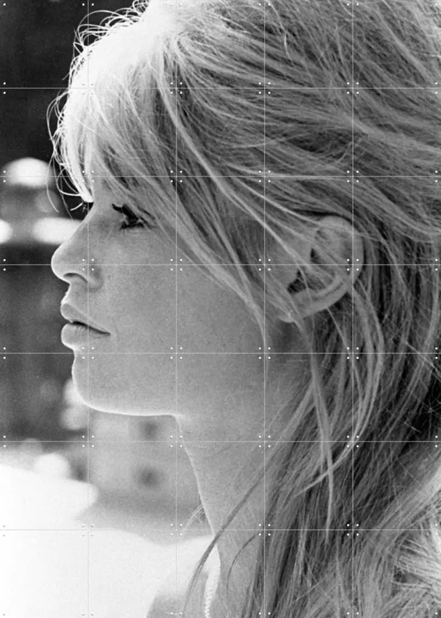 IXXI Brigitte Bardot, c.1963, Bridgeman Images - 100 x 140 cm - Grote wanddecoratie en posters - Vintage, Fotografie, Woonkamer, Slaapkamer, Gang Zwart / Zwart en wit / Monochroom