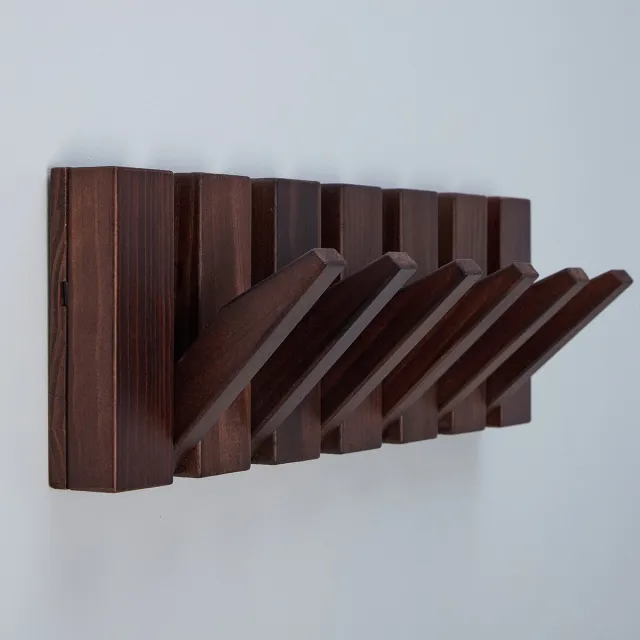Urban State Piano kapstok - donker hout - wandkapstok - 6 haken - kapstok hangend - walnoot finish