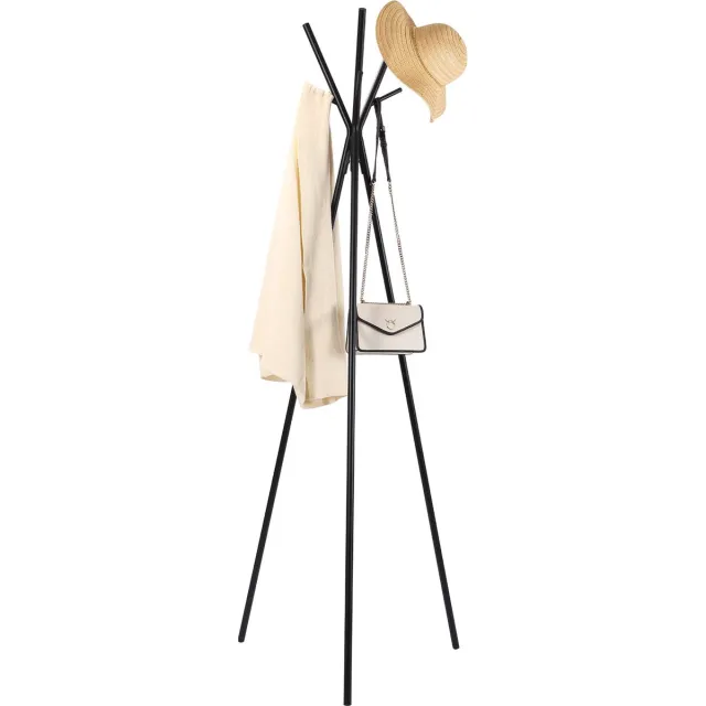 Behave Kapstok - Staand - Modern - Minimalistisch - Metaal - Zwart - 9 Haken - 170 cm