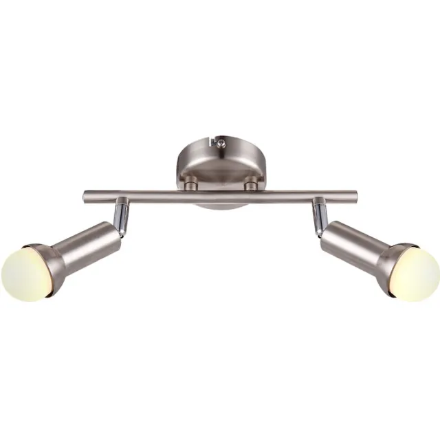Globo Lighting Plafondlamp Spotlight zwenkbaar Spotlight 2 vlammen Ganglamp Spotlight, metaal, 2x LED 4W 400Lm warm wit, L 25 cm zilver