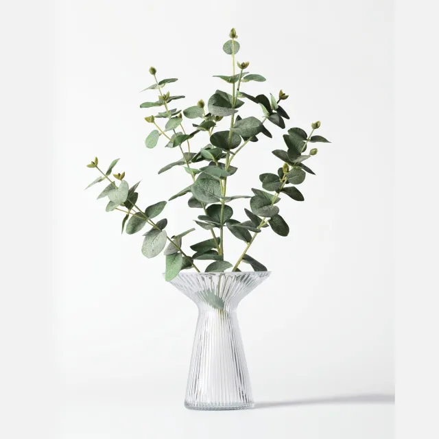 HEMA Vaas ⌀16.5x20.5cm Zwier glas ribbel transparant (transparant)