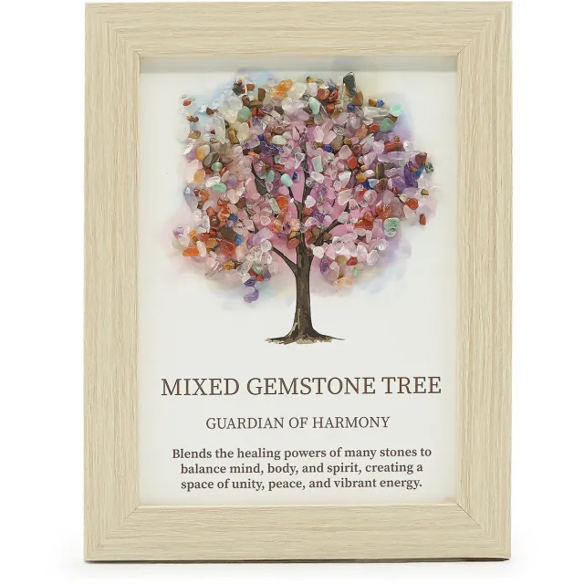 Ancient Wisdom Edelsteenafbeelding - Levensboom - Meerkleurig (20x14,7x1cm)