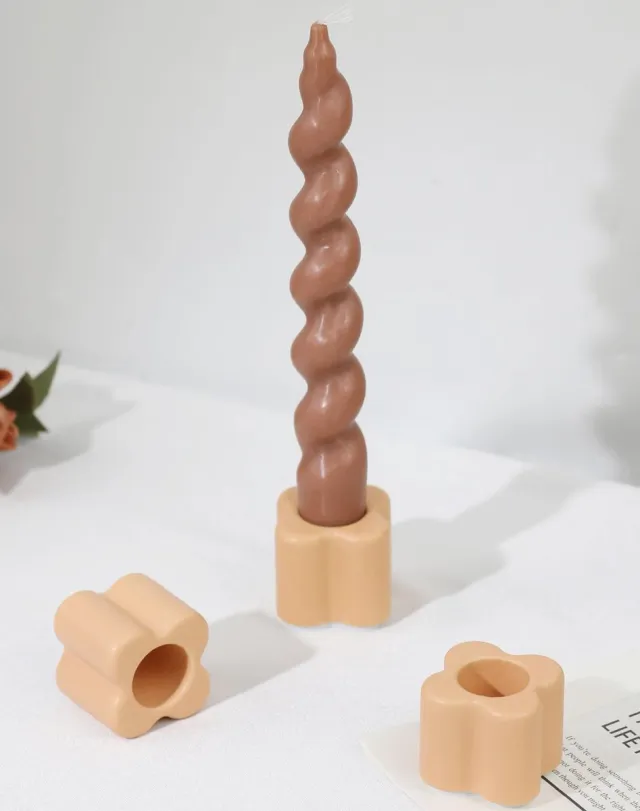 Ibenzoa Kleurrijke 3-delige keramische kandelaarset voor sfeervolle tafeldecoratie Bruin