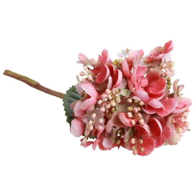 CHAKS Kunstbloem Hortensia tak - roze - 35 cm - losse steel - Kunst zijdebloemen