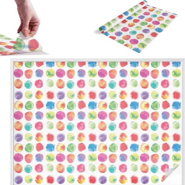 TULUP Raamfolie Anti inkijk - Kleurrijke cirkels Melkglas Folie - 200x146 cm - Veelkleurig Anti inkijk Raamfolie Glas in Lood - Zonwerende Raamfolie - Voor de slaapkamer, woonkamer en hal. - Privacy Folie Raam Glas in Lood Veelkleurig - Kleurrijke cirkels
