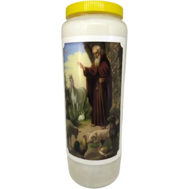 noveenkaars Jozef staand - 9 dagen brander - set van 5 stuks wit