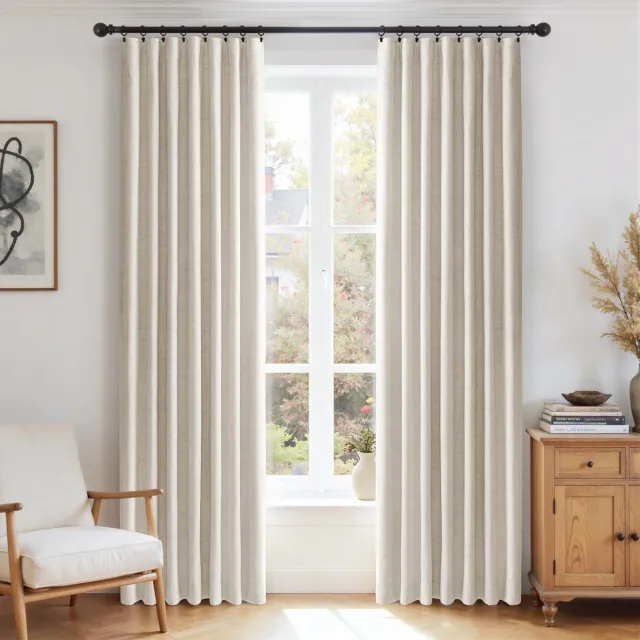 Unyqoos Elegante verduisteringsgordijnen set met linnenlook voor elke kamer Crèmewit