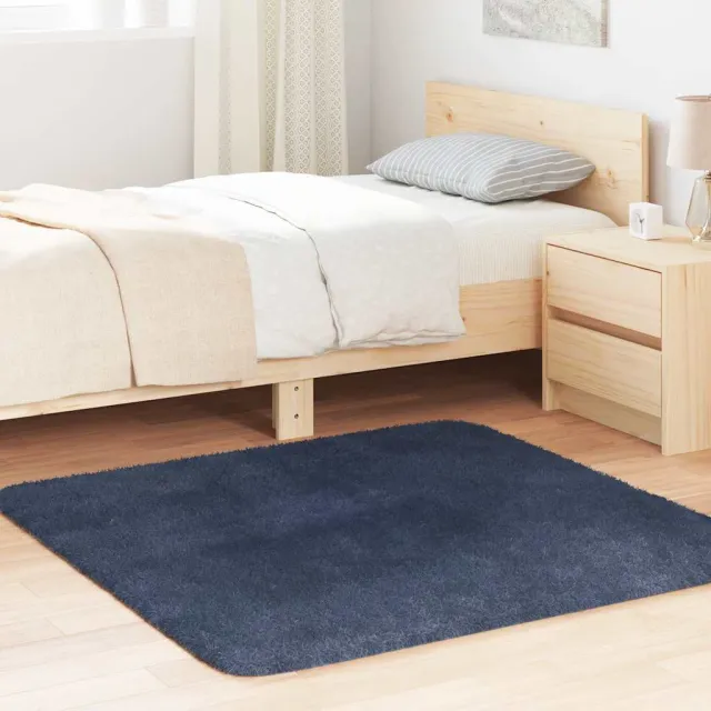 vidaXL Hoogpolig vloerkleed NAVARRA 120x120 cm polyester marineblauw, foto 2