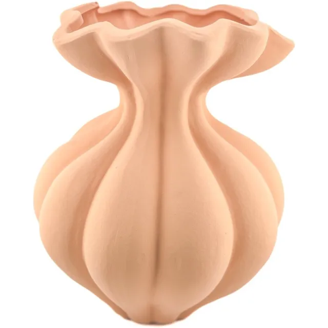 homebound by ky Aardewerk vaas organic sandstone | 21x21x26cm | bloemenvaas keramiek organisch oranje
